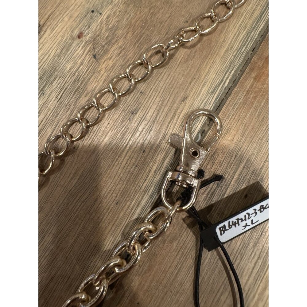 NOIR Belt Long Rope Link Chain CZ Cross Goldtone Adjustable XL Extra Large NEW - Picture 11 of 13
